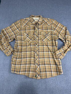 Outdoor Life Mens Brown Plaid Long Sleeve Western Shirt L